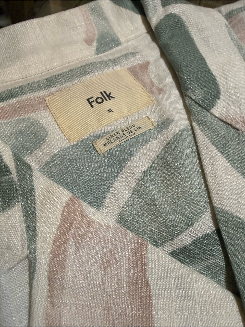 Folk Short-Sleeve Button Shirt in Sage Green & Blush - Picture 3 of 8